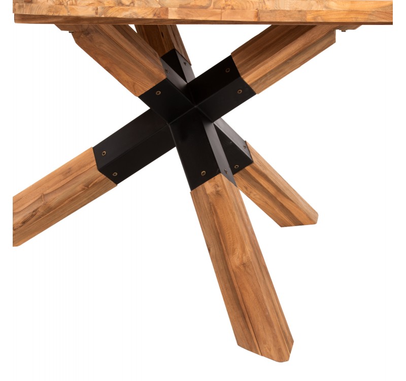 ΤΡΑΠΕΖΙ ΤΡΑΠΕΖΑΡΙΑΣ ΣΤΡΟΓΓΥΛΟ KATTE HM9559 ΞΥΛΟ ΤΕΑΚ-ΧΙΑΣΤΙ ΠΟΔΙΑ ΜΕ ΜΕΤΑΛΛΟ Φ150x78Υεκ.