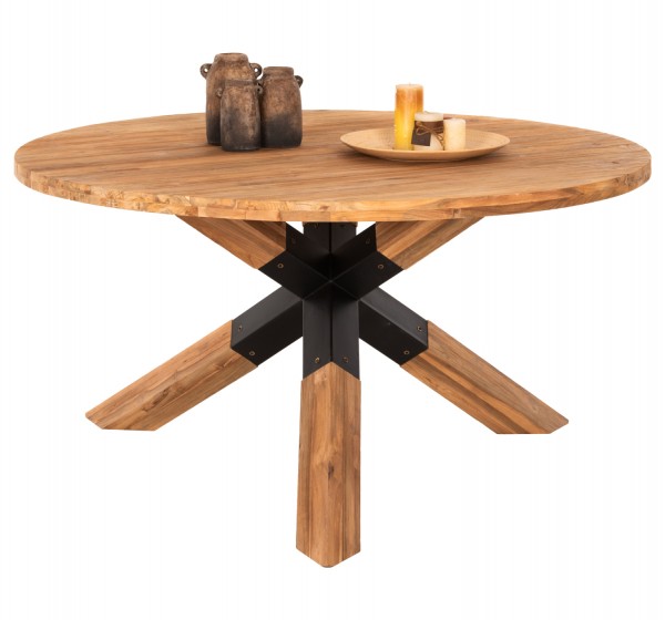 ΤΡΑΠΕΖΙ ΤΡΑΠΕΖΑΡΙΑΣ ΣΤΡΟΓΓΥΛΟ KATTE HM9559 ΞΥΛΟ ΤΕΑΚ-ΧΙΑΣΤΙ ΠΟΔΙΑ ΜΕ ΜΕΤΑΛΛΟ Φ150x78Υεκ.