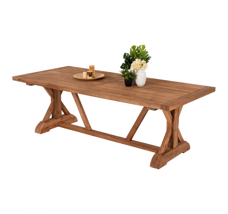 ΤΡΑΠΕΖΙ ΤΡΑΠΕΖΑΡΙΑΣ KRONOS HM9535 ΑΝΑΚΥΚΛΩΜΕΝΟ ΞΥΛΟ ΤΕΑΚ ΧΙΑΣΤΙ ΠΟΔΙΑ ΦΥΣΙΚΟ 200x90x75Yεκ.