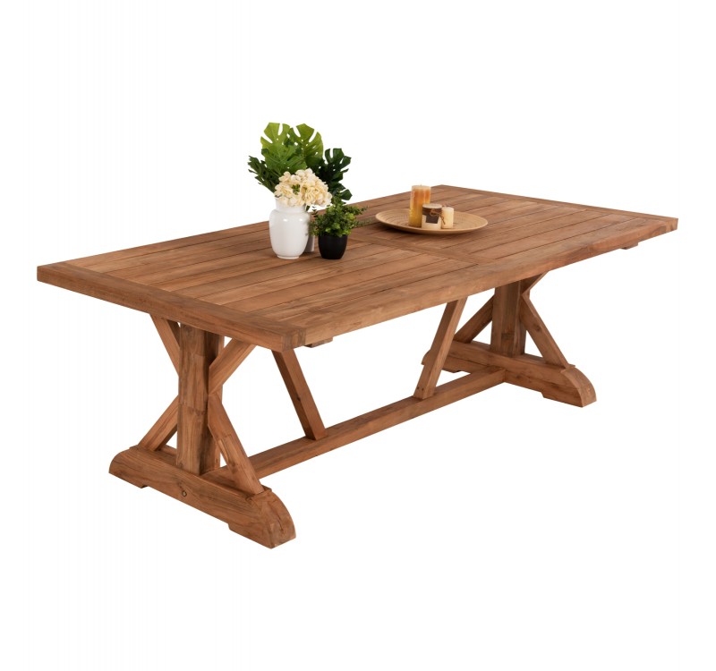 ΤΡΑΠΕΖΙ ΤΡΑΠΕΖΑΡΙΑΣ KRONOS HM9535 ΑΝΑΚΥΚΛΩΜΕΝΟ ΞΥΛΟ ΤΕΑΚ ΧΙΑΣΤΙ ΠΟΔΙΑ ΦΥΣΙΚΟ 200x90x75Yεκ.