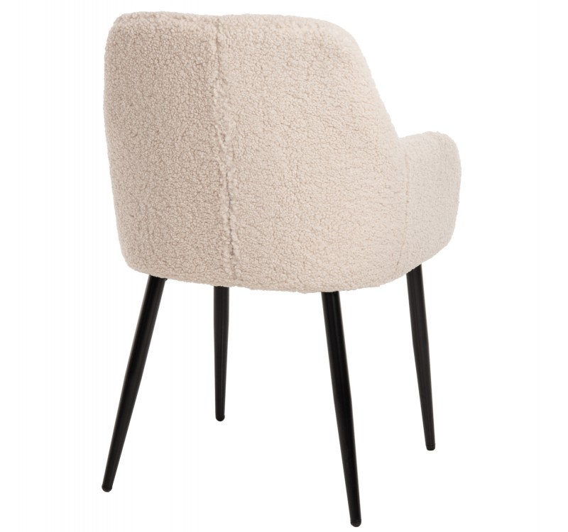 ΠΟΛΥΘΡΟΝΑ SHELLY HM8591.02 ΥΦΑΣΜΑ TEDDY ΛΕΥΚΟ-ΜΑΥΡΑ ΜΕΤΑΛΛΙΚΑ ΠΟΔΙΑ 57x55x87Yεκ.