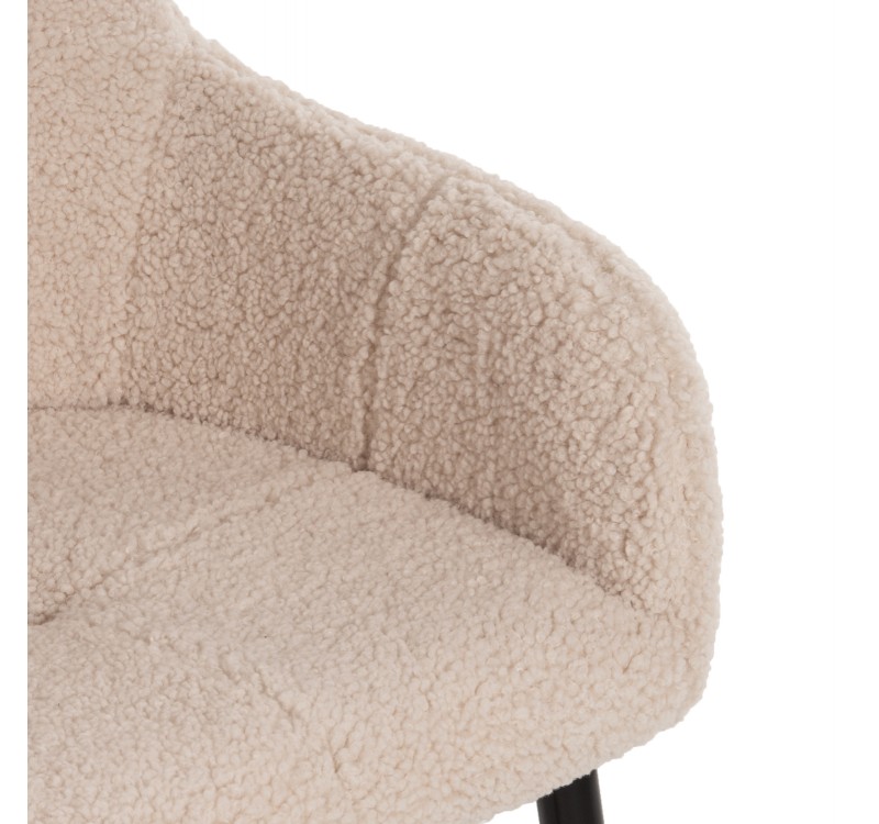ΠΟΛΥΘΡΟΝΑ SHELLY HM8591.02 ΥΦΑΣΜΑ TEDDY ΛΕΥΚΟ-ΜΑΥΡΑ ΜΕΤΑΛΛΙΚΑ ΠΟΔΙΑ 57x55x87Yεκ.