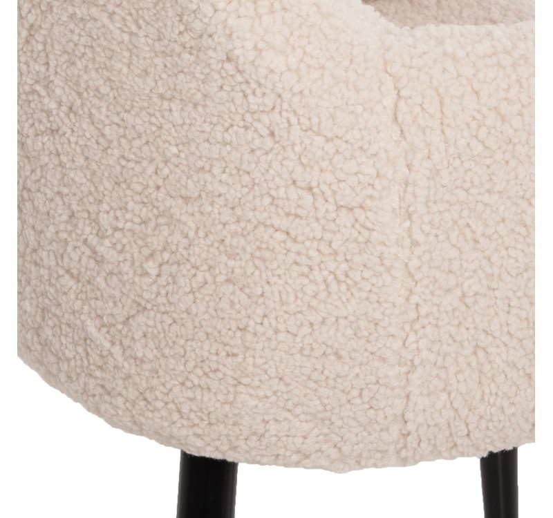 ΠΟΛΥΘΡΟΝΑ SHELLY HM8591.02 ΥΦΑΣΜΑ TEDDY ΛΕΥΚΟ-ΜΑΥΡΑ ΜΕΤΑΛΛΙΚΑ ΠΟΔΙΑ 57x55x87Yεκ.