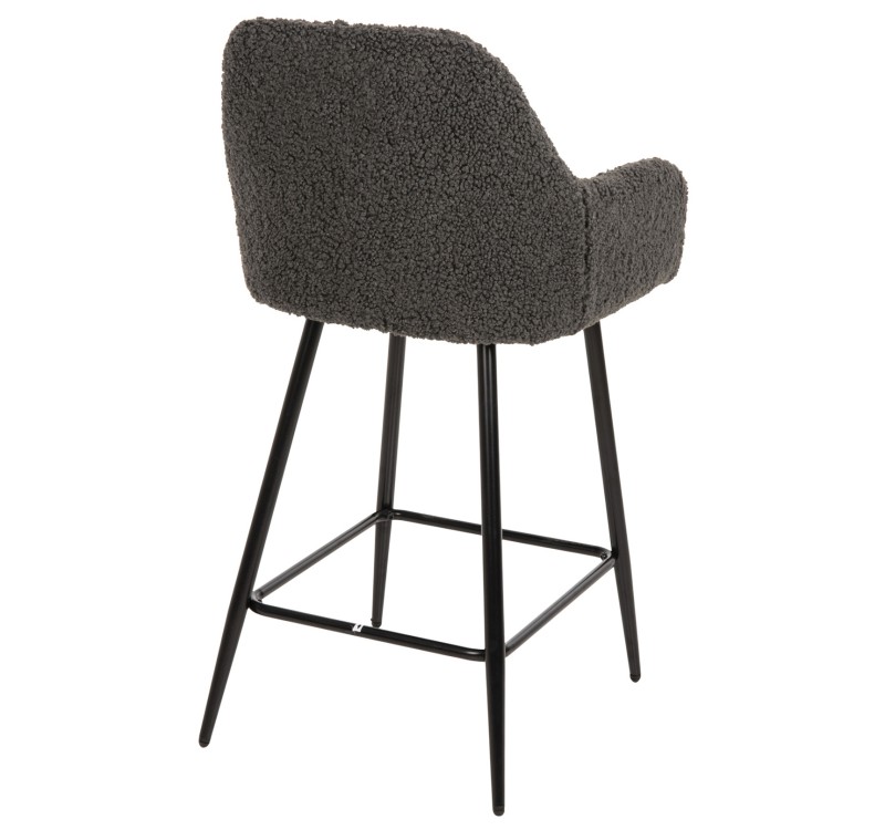 ΣΚΑΜΠΟ ΜΕΣΑΙΟΥ ΥΨΟΥΣ STRIKE HM8592.01 ΥΦΑΣΜΑ TEDDY ΓΚΡΙ-ΜΑΥΡΑ ΜΕΤΑΛΛΙΚΑ ΠΟΔΙΑ 50x50x94,5Υεκ.