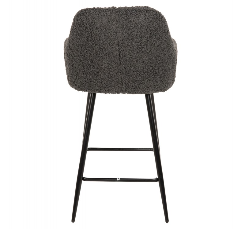 ΣΚΑΜΠΟ ΜΕΣΑΙΟΥ ΥΨΟΥΣ STRIKE HM8592.01 ΥΦΑΣΜΑ TEDDY ΓΚΡΙ-ΜΑΥΡΑ ΜΕΤΑΛΛΙΚΑ ΠΟΔΙΑ 50x50x94,5Υεκ.