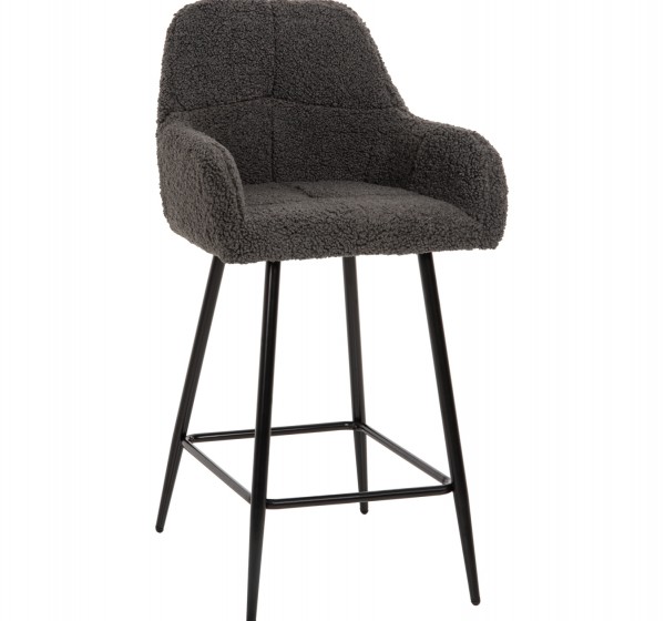 ΣΚΑΜΠΟ ΜΕΣΑΙΟΥ ΥΨΟΥΣ STRIKE HM8592.01 ΥΦΑΣΜΑ TEDDY ΓΚΡΙ-ΜΑΥΡΑ ΜΕΤΑΛΛΙΚΑ ΠΟΔΙΑ 50x50x94,5Υεκ.