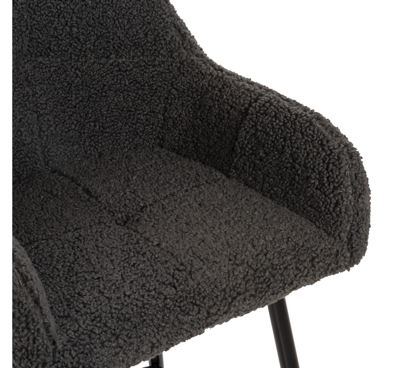 ΣΚΑΜΠΟ ΜΕΣΑΙΟΥ ΥΨΟΥΣ STRIKE HM8592.01 ΥΦΑΣΜΑ TEDDY ΓΚΡΙ-ΜΑΥΡΑ ΜΕΤΑΛΛΙΚΑ ΠΟΔΙΑ 50x50x94,5Υεκ.