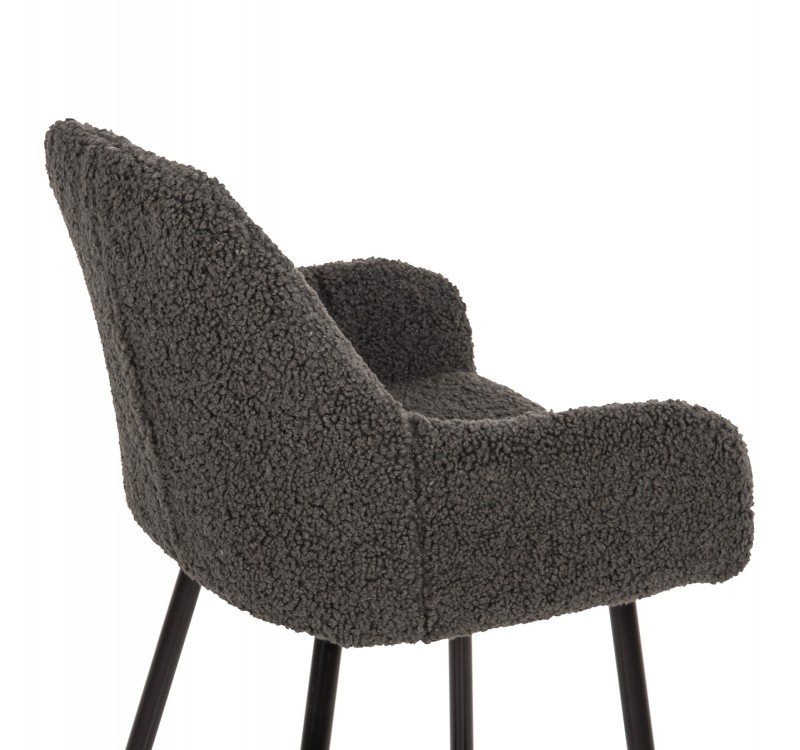 ΣΚΑΜΠΟ ΜΕΣΑΙΟΥ ΥΨΟΥΣ STRIKE HM8592.01 ΥΦΑΣΜΑ TEDDY ΓΚΡΙ-ΜΑΥΡΑ ΜΕΤΑΛΛΙΚΑ ΠΟΔΙΑ 50x50x94,5Υεκ.