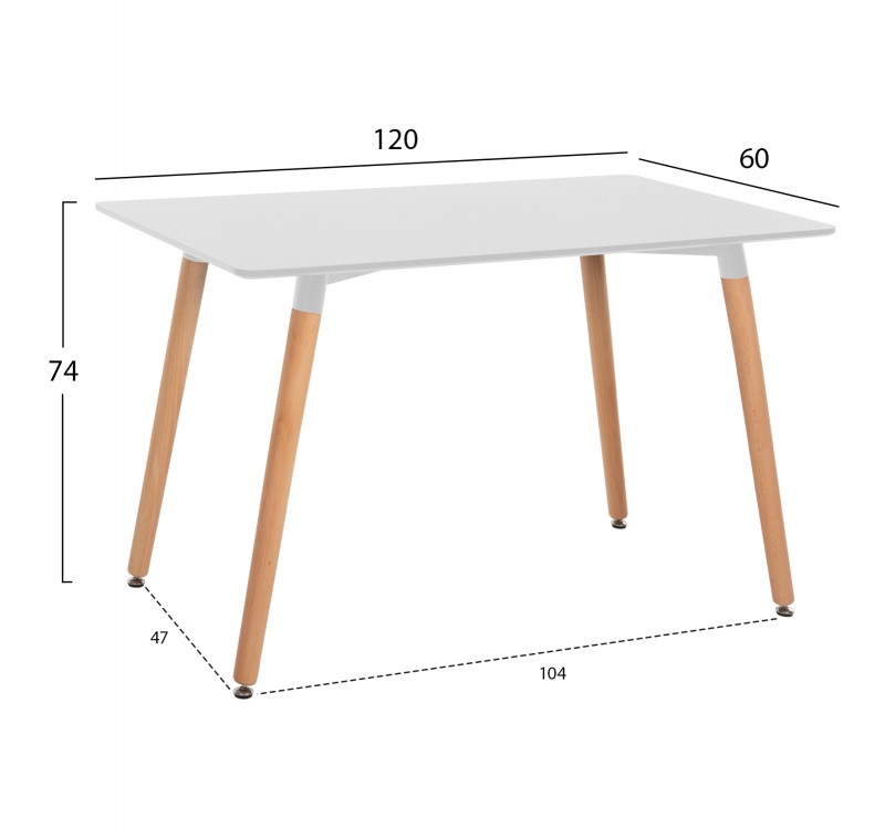 ΤΡΑΠΕΖΙ MINIMAL HM8581.01 ΛΕΥΚΟ MDF-ΠΟΔΙΑ ΟΞΙΑ ΣΕ ΦΥΣΙΚΟ ΧΡΩΜΑ- 120Χ60X74Υεκ.