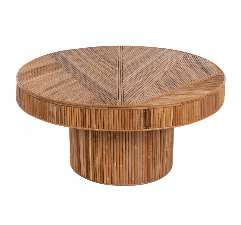 ΤΡΑΠΕΖΙ ΣΑΛΟΝΙΟΥ GATSBY ΣΤΡΟΓΓΥΛΟ HM9651 RATTAN ΧΡΩΜΑ ΦΥΣΙΚΟ Φ100x50Y εκ.