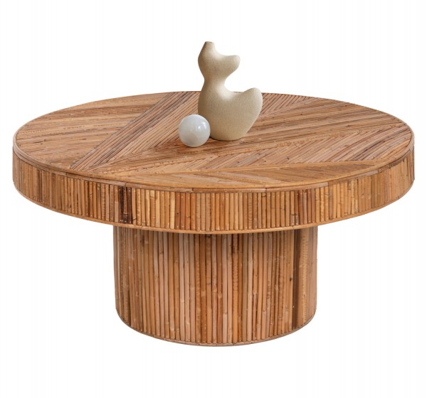 ΤΡΑΠΕΖΙ ΣΑΛΟΝΙΟΥ GATSBY ΣΤΡΟΓΓΥΛΟ HM9651 RATTAN ΧΡΩΜΑ ΦΥΣΙΚΟ Φ100x50Y εκ.