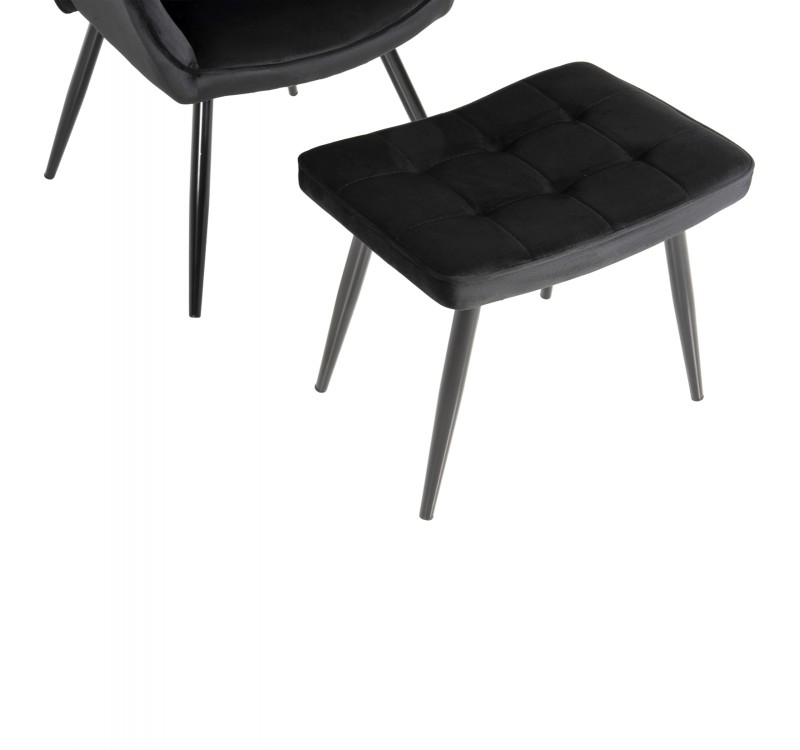 ΠΟΛΥΘΡΟΝΑ ΜΠΕΡΖΕΡΑ CRAWLEY ΜΕ ΥΠΟΠΟΔΙΟ HM8918.04 ΜΑΥΡΟ ΒΕΛΟΥΔΟ 70x57x103Y εκ.