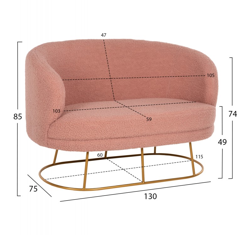 ΚΑΝΑΠΕΣ 2ΘΕΣΙΟΣ ARIEN HM8492.22 ΣΑΠΙΟ ΜΗΛΟ ΜΠΟΥΚΛΕ ΜΕ ΧΡΥΣΗ ΒΑΣΗ 130X75X85Yεκ.