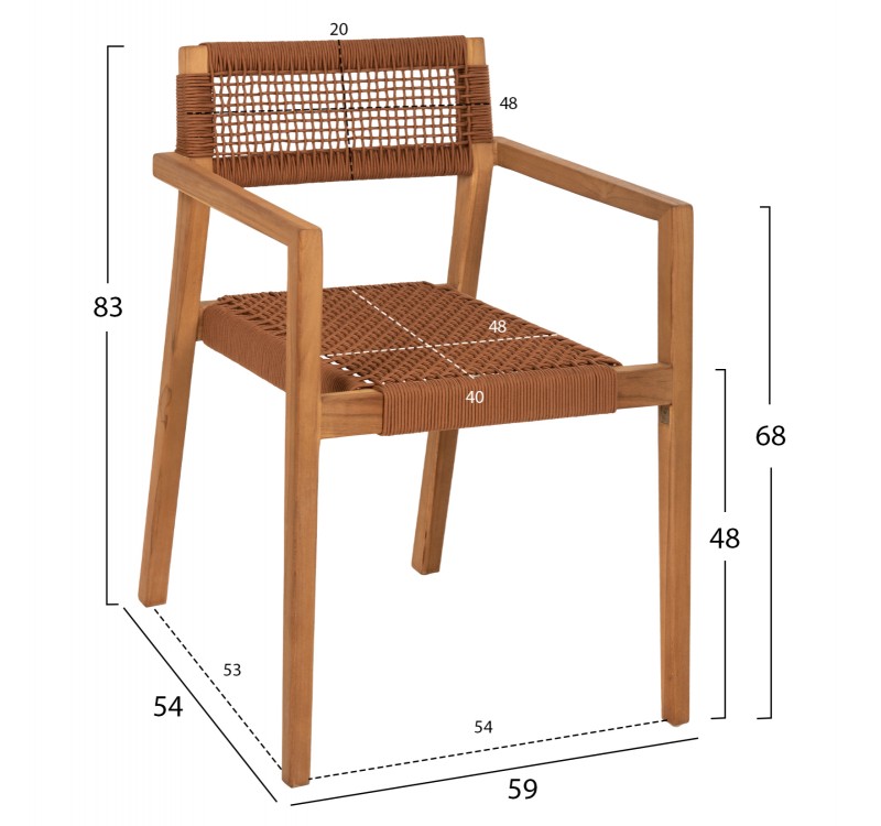 ΠΟΛΥΘΡΟΝΑ CHARLOTTE HM9637.01 ΞΥΛΟ TEAK ΦΥΣΙΚΟ & ΚΑΦΕ ΣΧΟΙΝΙ 59x54x83Y εκ.