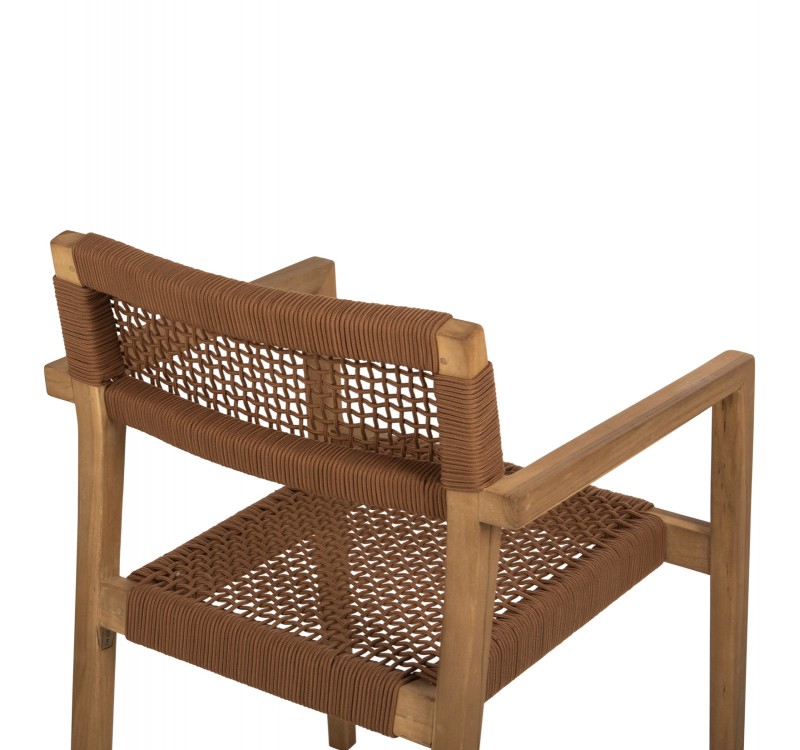 ΠΟΛΥΘΡΟΝΑ CHARLOTTE HM9637.01 ΞΥΛΟ TEAK ΦΥΣΙΚΟ & ΚΑΦΕ ΣΧΟΙΝΙ 59x54x83Y εκ.