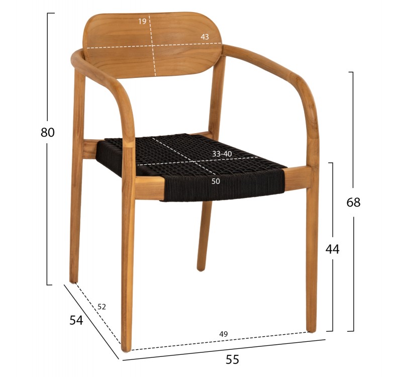 ΠΟΛΥΘΡΟΝΑ OSLO HM9636.02 ΞΥΛΟ TEAK ΦΥΣΙΚΟ & ΜΑΥΡΟ ΣΧΟΙΝΙ 55x54x80Y εκ.