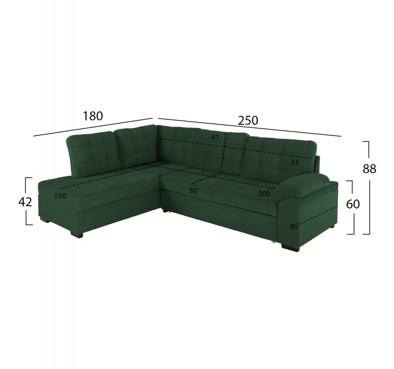 ΚΑΝΑΠΕΣ ΚΡΕΒΑΤΙ JADE HM3144.05L ΑΡΙΣΤΕΡΗ ΓΩΝΙΑ ΣΕ ΚΥΠΑΡΙΣΣΙ ΧΡΩΜΑ 250x180x88Υεκ.