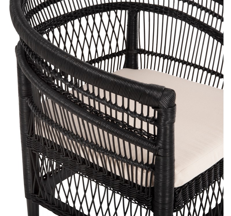 ΠΟΛΥΘΡΟΝΑ MALAWI HM9635.03 ΞΥΛΟ ΜΑΟΝΙ ΜΕ RATTAN ΜΑΥΡΟ-ΛΕΥΚΟ ΜΑΞΙΛΑΡΙ 80x70x86Υεκ.