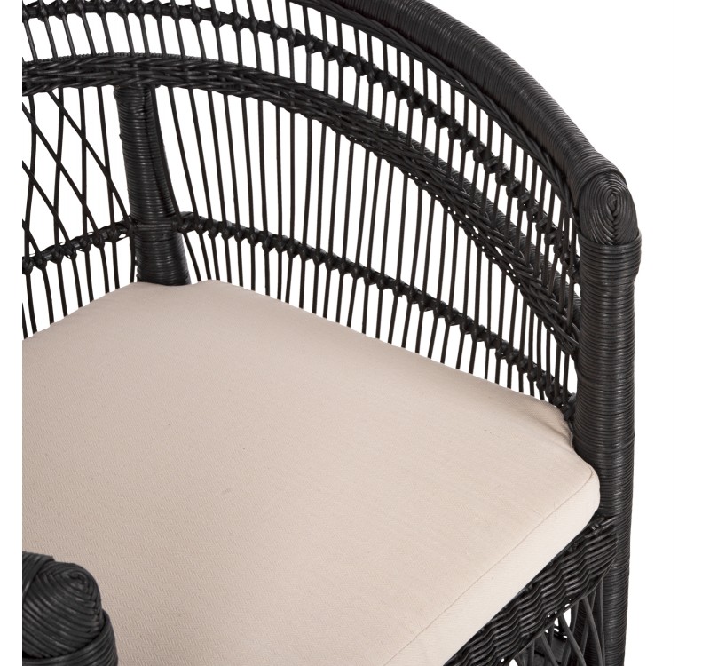 ΠΟΛΥΘΡΟΝΑ MALAWI HM9635.03 ΞΥΛΟ ΜΑΟΝΙ ΜΕ RATTAN ΜΑΥΡΟ-ΛΕΥΚΟ ΜΑΞΙΛΑΡΙ 80x70x86Υεκ.