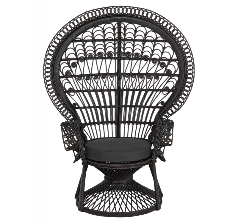 ΠΟΛΥΘΡΟΝΑ ROYAL PEACOCK HM9342.03 RATTAN ΜΑΥΡΟ-ΜΑΞΙΛΑΡΙ ΜΑΥΡΟ 114x72x150Yεκ.