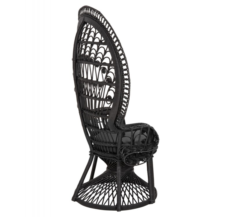 ΠΟΛΥΘΡΟΝΑ ROYAL PEACOCK HM9342.03 RATTAN ΜΑΥΡΟ-ΜΑΞΙΛΑΡΙ ΜΑΥΡΟ 114x72x150Yεκ.