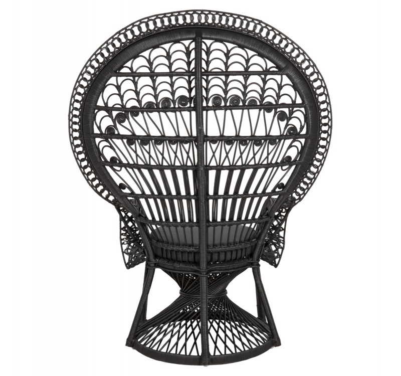 ΠΟΛΥΘΡΟΝΑ ROYAL PEACOCK HM9342.03 RATTAN ΜΑΥΡΟ-ΜΑΞΙΛΑΡΙ ΜΑΥΡΟ 114x72x150Yεκ.