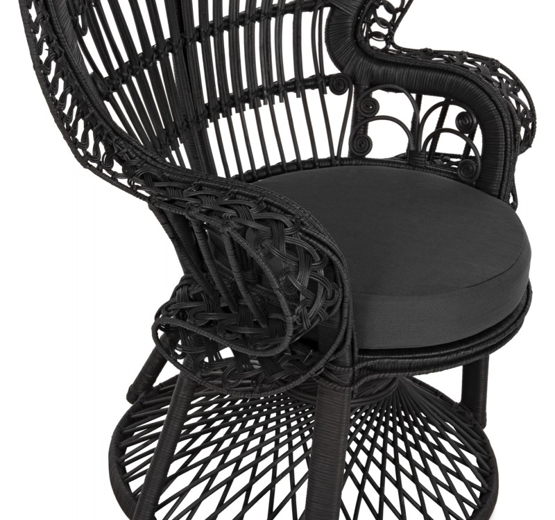 ΠΟΛΥΘΡΟΝΑ ROYAL PEACOCK HM9342.03 RATTAN ΜΑΥΡΟ-ΜΑΞΙΛΑΡΙ ΜΑΥΡΟ 114x72x150Yεκ.