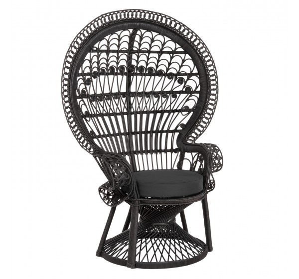 ΠΟΛΥΘΡΟΝΑ ROYAL PEACOCK HM9342.03 RATTAN ΜΑΥΡΟ-ΜΑΞΙΛΑΡΙ ΜΑΥΡΟ 114x72x150Yεκ.