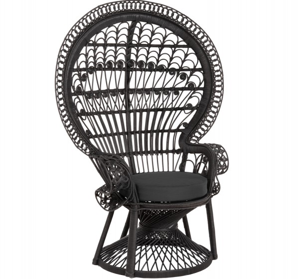 ΠΟΛΥΘΡΟΝΑ ROYAL PEACOCK HM9342.03 RATTAN ΜΑΥΡΟ-ΜΑΞΙΛΑΡΙ ΜΑΥΡΟ 114x72x150Yεκ.