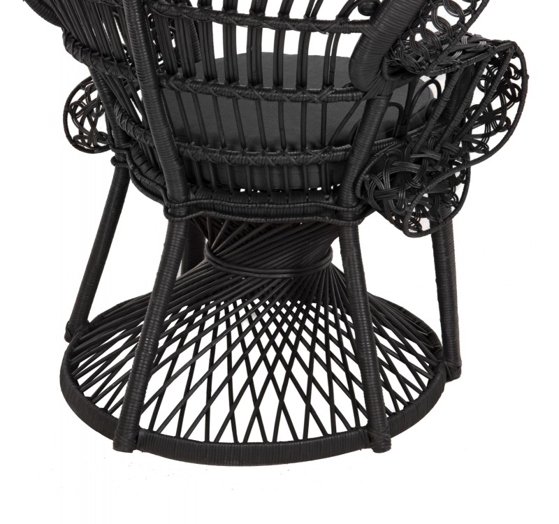 ΠΟΛΥΘΡΟΝΑ ROYAL PEACOCK HM9342.03 RATTAN ΜΑΥΡΟ-ΜΑΞΙΛΑΡΙ ΜΑΥΡΟ 114x72x150Yεκ.