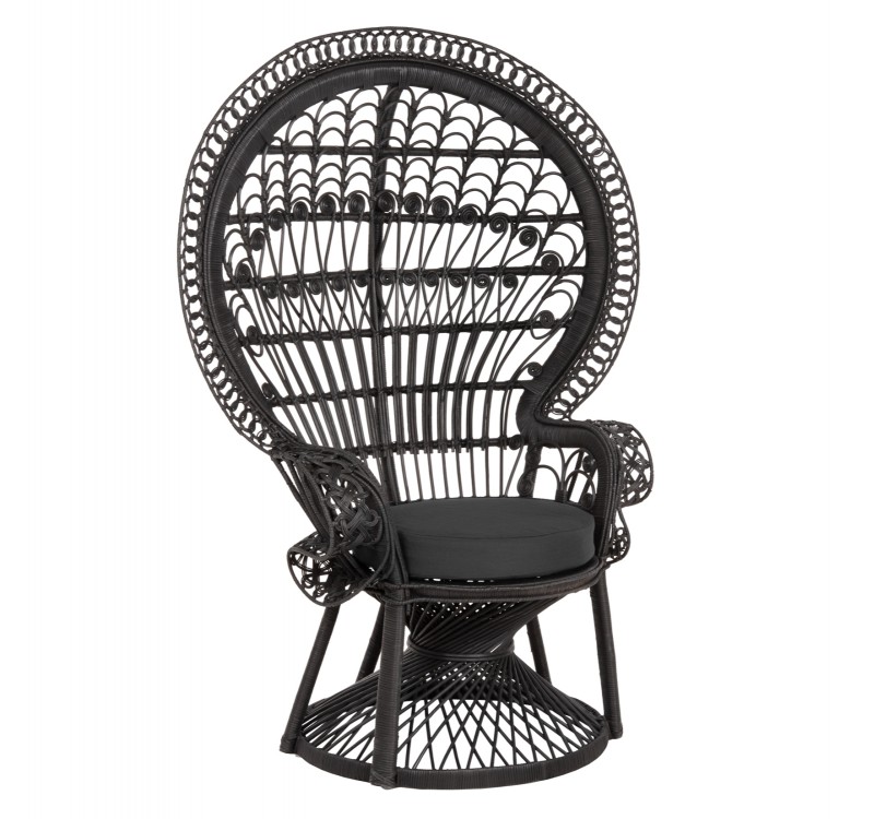 ΠΟΛΥΘΡΟΝΑ ROYAL PEACOCK HM9342.03 RATTAN ΜΑΥΡΟ-ΜΑΞΙΛΑΡΙ ΜΑΥΡΟ 114x72x150Yεκ.