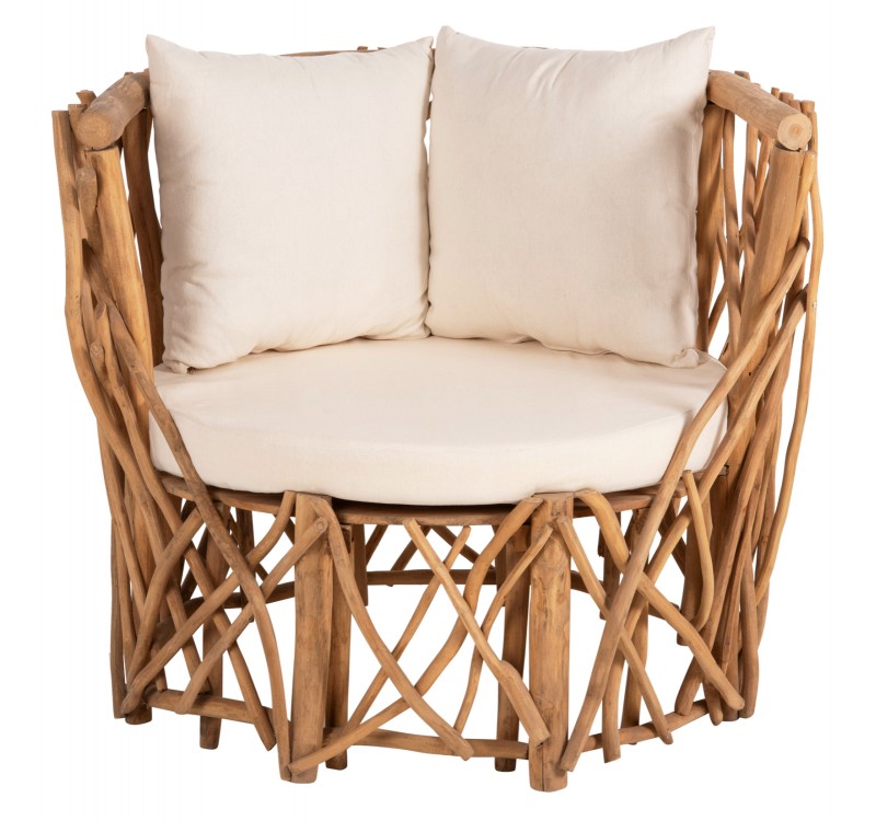 ΠΟΛΥΘΡΟΝΑ ΚΑΑΝ HM5994 ΚΛΑΔΙΑ TEAK ΣΕ ΦΥΣΙΚΟ-ΜΑΞΙΛΑΡΙΑ ΛΕΥΚΑ 95x89x80Υεκ.