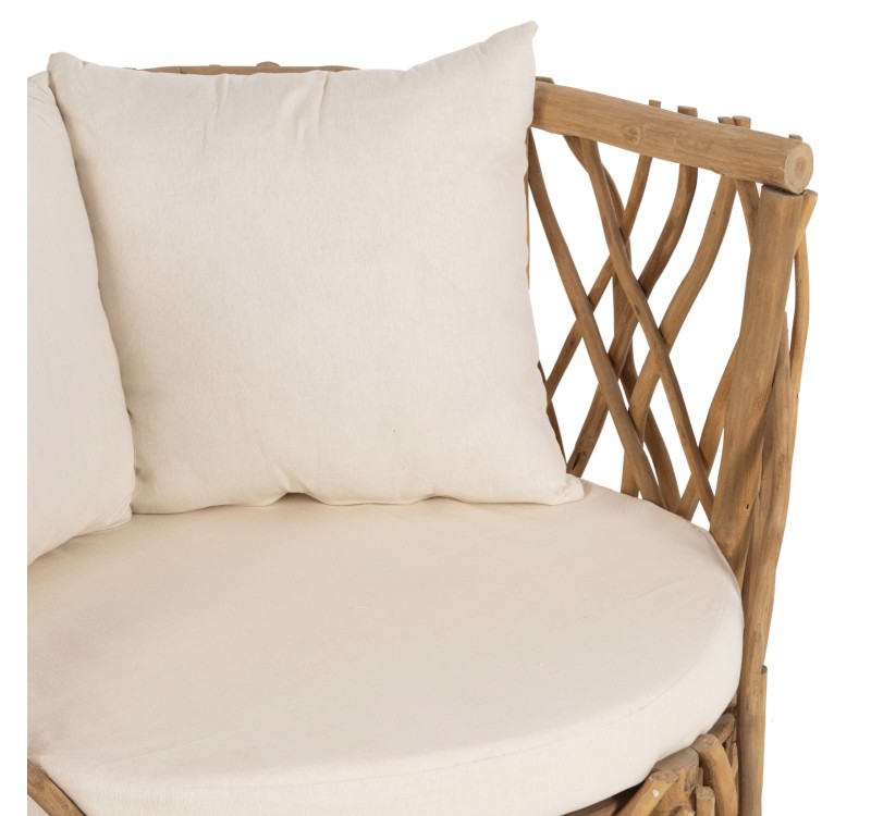 ΠΟΛΥΘΡΟΝΑ ΚΑΑΝ HM5994 ΚΛΑΔΙΑ TEAK ΣΕ ΦΥΣΙΚΟ-ΜΑΞΙΛΑΡΙΑ ΛΕΥΚΑ 95x89x80Υεκ.