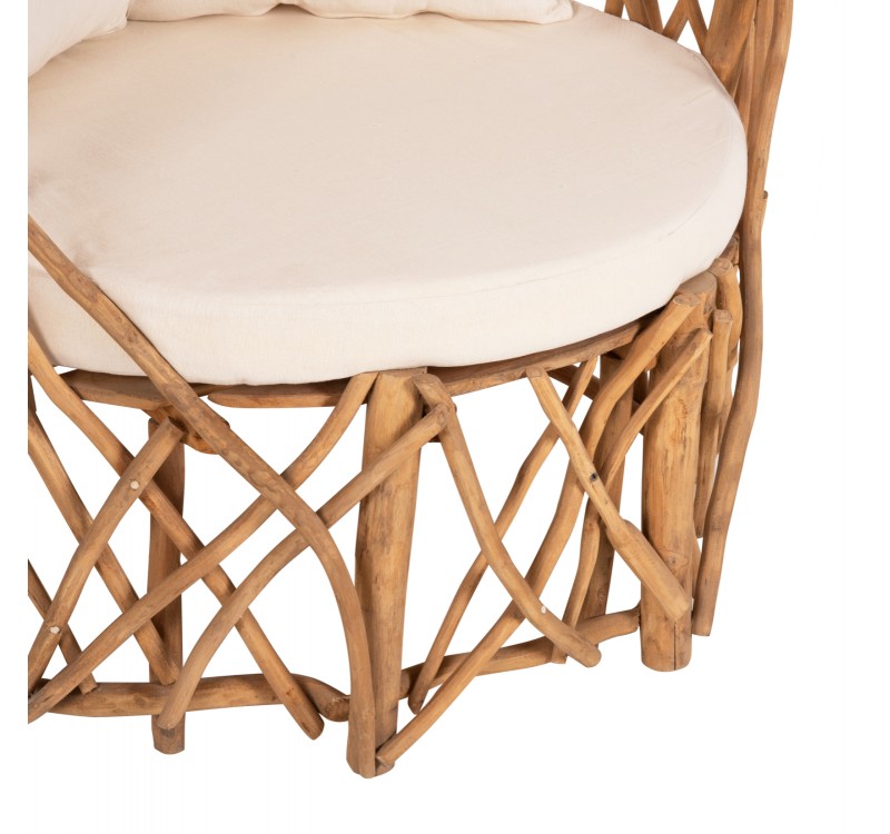 ΠΟΛΥΘΡΟΝΑ ΚΑΑΝ HM5994 ΚΛΑΔΙΑ TEAK ΣΕ ΦΥΣΙΚΟ-ΜΑΞΙΛΑΡΙΑ ΛΕΥΚΑ 95x89x80Υεκ.