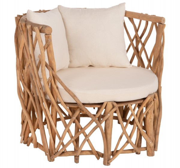 ΠΟΛΥΘΡΟΝΑ ΚΑΑΝ HM5994 ΚΛΑΔΙΑ TEAK ΣΕ ΦΥΣΙΚΟ-ΜΑΞΙΛΑΡΙΑ ΛΕΥΚΑ 95x89x80Υεκ.