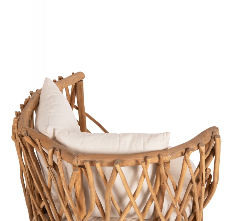 ΠΟΛΥΘΡΟΝΑ ΚΑΑΝ HM5994 ΚΛΑΔΙΑ TEAK ΣΕ ΦΥΣΙΚΟ-ΜΑΞΙΛΑΡΙΑ ΛΕΥΚΑ 95x89x80Υεκ.