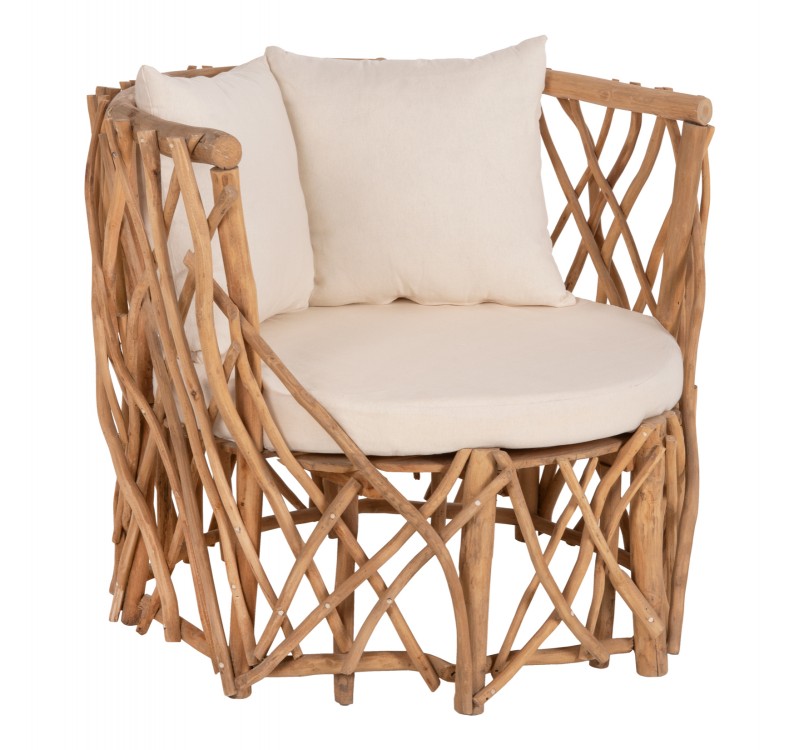 ΠΟΛΥΘΡΟΝΑ ΚΑΑΝ HM5994 ΚΛΑΔΙΑ TEAK ΣΕ ΦΥΣΙΚΟ-ΜΑΞΙΛΑΡΙΑ ΛΕΥΚΑ 95x89x80Υεκ.