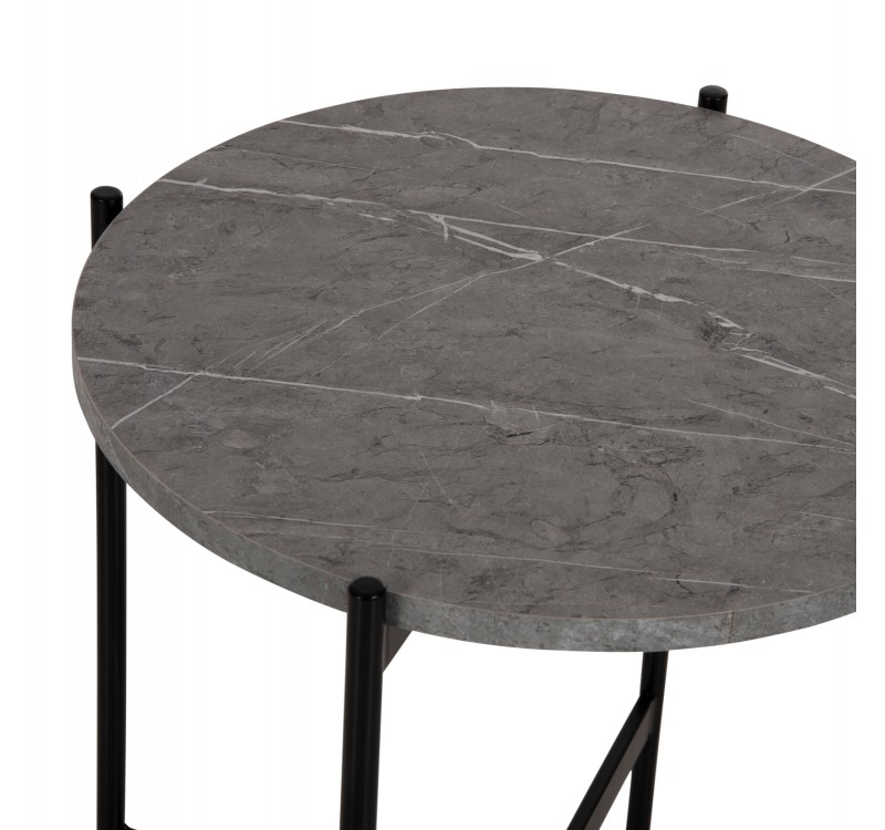 ΒΟΗΘΗΤΙΚΟ ΤΡΑΠΕΖΙ HM9589.02 MDF ΓΚΡΙ ΜΑΡΜΑΡΟ-ΜΑΥΡΗ ΜΕΤΑΛΛΙΚΗ ΒΑΣΗ Φ50x55Υεκ.
