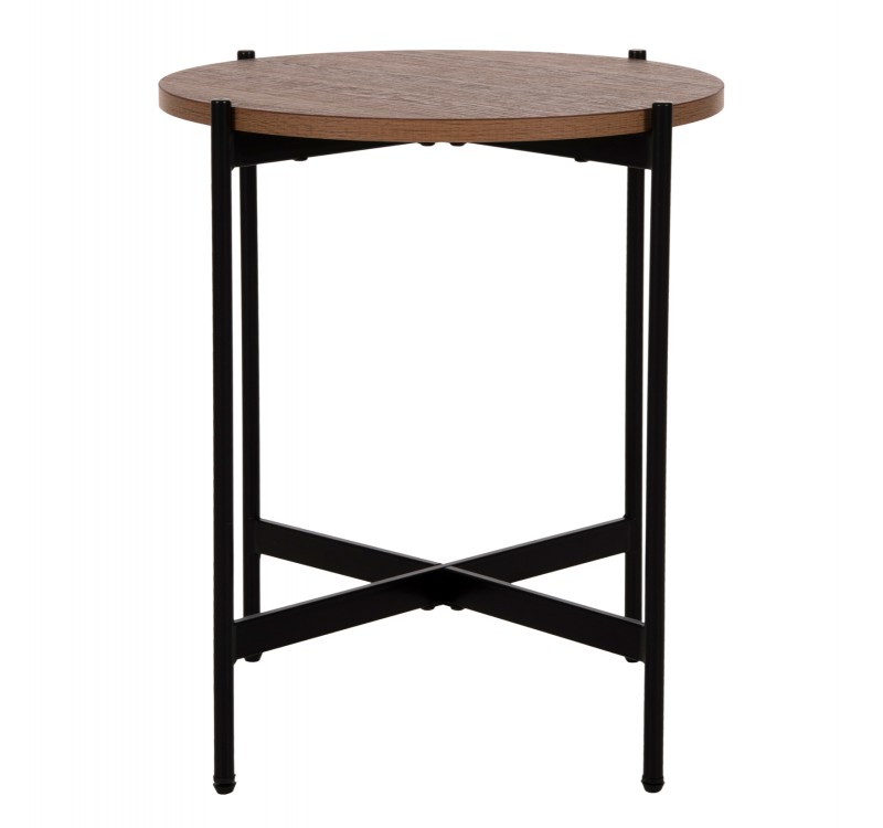 ΒΟΗΘΗΤΙΚΟ ΤΡΑΠΕΖΙ HM9589.04 MDF ΚΑΡΥΔΙ-ΜΑΥΡΗ ΜΕΤΑΛΛΙΚΗ ΒΑΣΗ Φ50x55Υεκ.