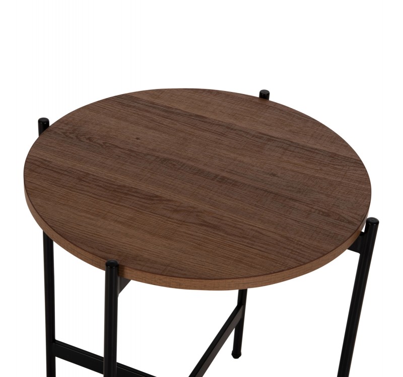 ΒΟΗΘΗΤΙΚΟ ΤΡΑΠΕΖΙ HM9589.04 MDF ΚΑΡΥΔΙ-ΜΑΥΡΗ ΜΕΤΑΛΛΙΚΗ ΒΑΣΗ Φ50x55Υεκ.