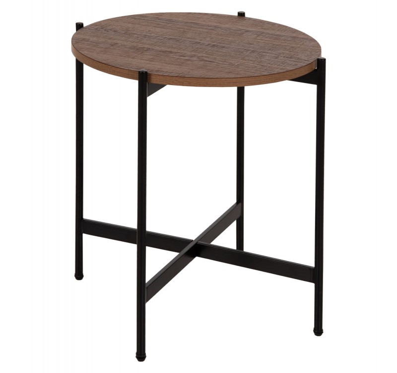 ΒΟΗΘΗΤΙΚΟ ΤΡΑΠΕΖΙ HM9589.04 MDF ΚΑΡΥΔΙ-ΜΑΥΡΗ ΜΕΤΑΛΛΙΚΗ ΒΑΣΗ Φ50x55Υεκ.