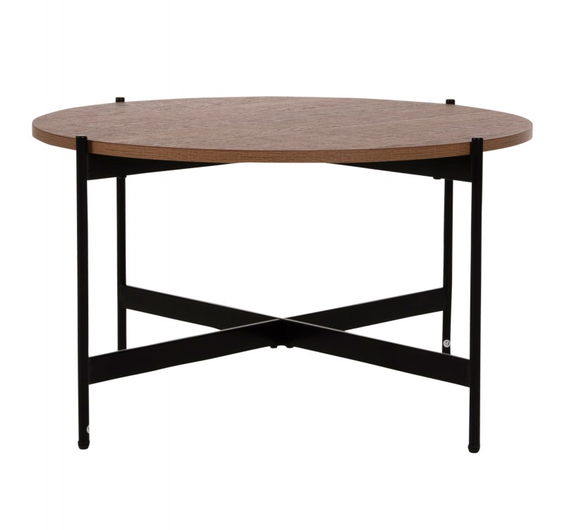 ΤΡΑΠΕΖΙ ΣΑΛΟΝΙΟΥ HM9588.04 MDF ΚΑΡΥΔΙ-ΜΑΥΡΗ ΜΕΤΑΛΛΙΚΗ ΒΑΣΗ Φ80x45Υεκ.