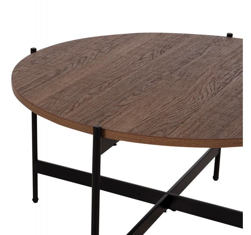 ΤΡΑΠΕΖΙ ΣΑΛΟΝΙΟΥ HM9588.04 MDF ΚΑΡΥΔΙ-ΜΑΥΡΗ ΜΕΤΑΛΛΙΚΗ ΒΑΣΗ Φ80x45Υεκ.