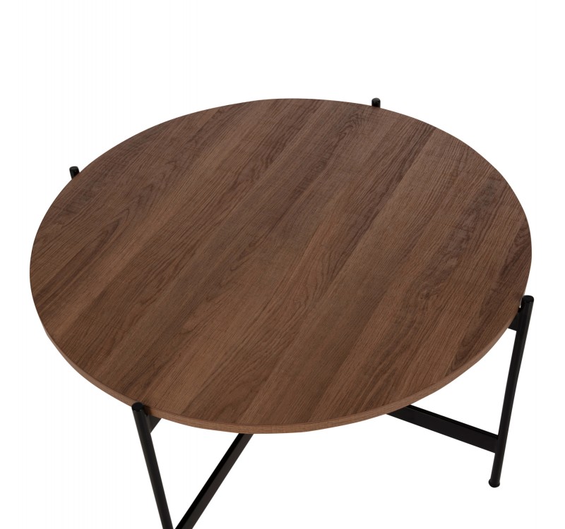 ΤΡΑΠΕΖΙ ΣΑΛΟΝΙΟΥ HM9588.04 MDF ΚΑΡΥΔΙ-ΜΑΥΡΗ ΜΕΤΑΛΛΙΚΗ ΒΑΣΗ Φ80x45Υεκ.