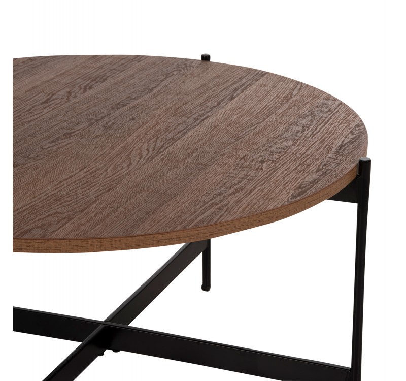 ΤΡΑΠΕΖΙ ΣΑΛΟΝΙΟΥ HM9588.04 MDF ΚΑΡΥΔΙ-ΜΑΥΡΗ ΜΕΤΑΛΛΙΚΗ ΒΑΣΗ Φ80x45Υεκ.