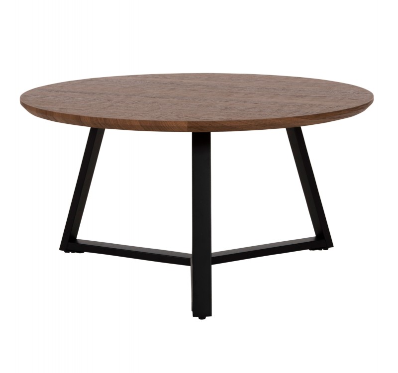 ΤΡΑΠΕΖΙ ΣΑΛΟΝΙΟΥ ΣΤΡΟΓΓΥΛΟ ROCKET HM9586.04 MDF WALNUT-ΜΑΥΡΗ ΣΑΓΡΕ ΒΑΣΗ Φ80x42Υεκ.