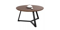 ΤΡΑΠΕΖΙ ΣΑΛΟΝΙΟΥ ΣΤΡΟΓΓΥΛΟ ROCKET HM9586.04 MDF WALNUT-ΜΑΥΡΗ ΣΑΓΡΕ ΒΑΣΗ Φ80x42Υεκ.