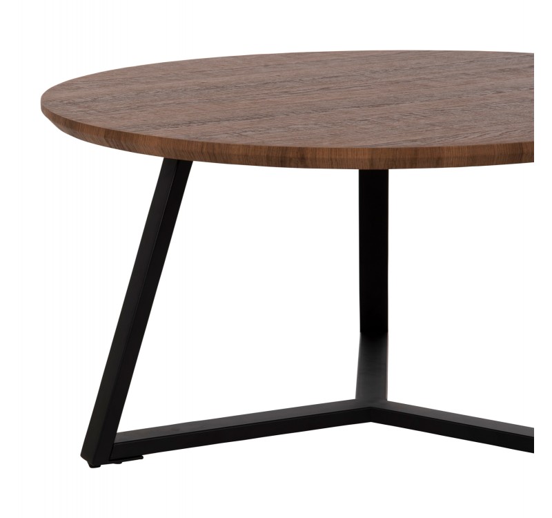 ΤΡΑΠΕΖΙ ΣΑΛΟΝΙΟΥ ΣΤΡΟΓΓΥΛΟ ROCKET HM9586.04 MDF WALNUT-ΜΑΥΡΗ ΣΑΓΡΕ ΒΑΣΗ Φ80x42Υεκ.