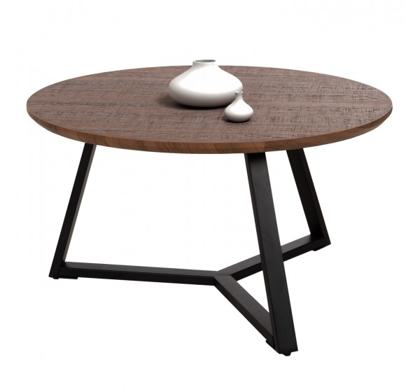 ΤΡΑΠΕΖΙ ΣΑΛΟΝΙΟΥ ΣΤΡΟΓΓΥΛΟ ROCKET HM9586.04 MDF WALNUT-ΜΑΥΡΗ ΣΑΓΡΕ ΒΑΣΗ Φ80x42Υεκ.
