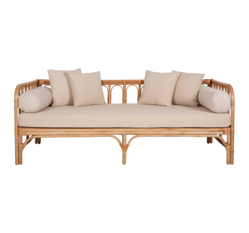 ΚΑΝΑΠΕΣ-ΚΡΕΒΑΤΙ ΕΞ. ΧΩΡΟΥ LIGNANO HM9660 RATTAΝ ΦΥΣΙΚΟ-ΜΠΕΖ ΜΑΞΙΛΑΡΙΑ 200x100x75Υεκ.